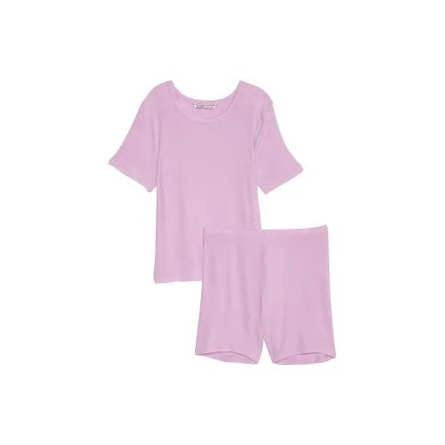 Victoria's Secret Ткань в рубчик Modal Tee Короткий комплект Фиолетовый Sugar Комплект пижамы Женские Фиолетовый Sugar