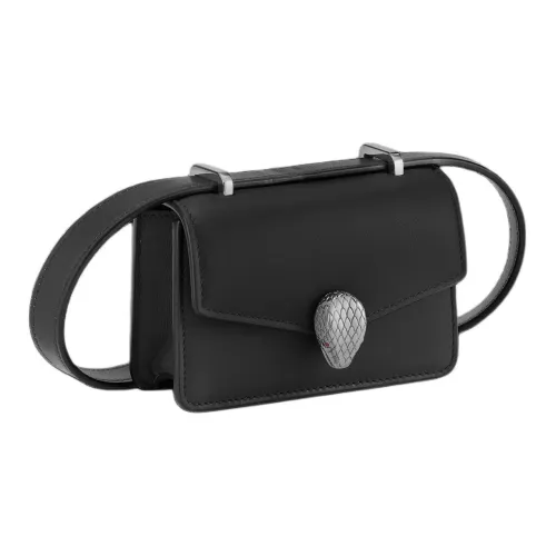 BVLGARI Serpenti Forever Телячья кожа Сумка через плечо Мини Женская Черная