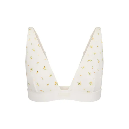 SKIMS SS24 COTTON Collection Хлопок Rib Plunge Бюстгальтер Bra Женские MARIGOLD ROSEBUD С принтом Marigold Rosebud С принтом