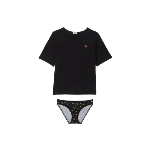 Victoria's Secret Розовый Хлопок TEE PANTY Комплект Черный Комплект Пижамы Женские Черный