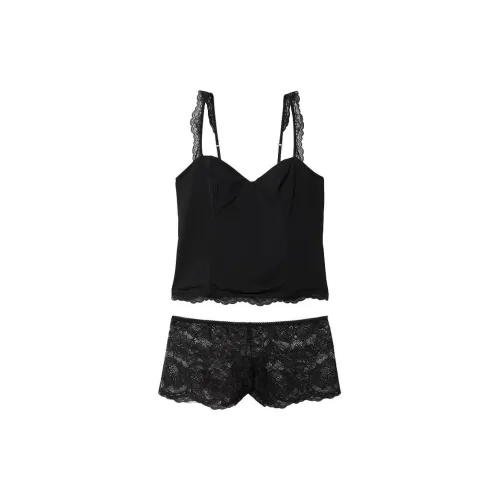 Victoria's Secret Modal Lace Cropped Cami Set Black Pajama Set Women's Black