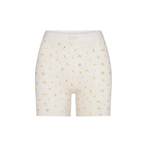 SKIMS SS24 COTTON Collection Хлопок Ткань в рубчик Женские боксеры MARIGOLD ROSEBUD С принтом Marigold Rosebud С принтом