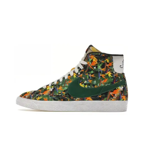 Nike Blazer Floral Pack 'Los Angeles' Противоскользящие Устойчивые к истиранию MID Скейтборд Кроссовки Мужской Зеленый