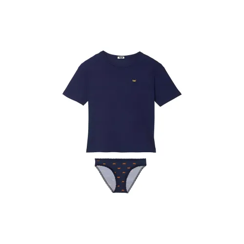 Victoria's Secret Розовый Хлопок T-рубашка и PANTY Комплект Полуночный Синий Hot Dogs Пижамный Комплект Женские Морской Синий