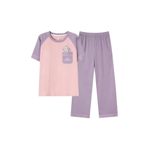 Follow The United States Пижамный комплект Без подкладки Стиль Женский Фиолетовый