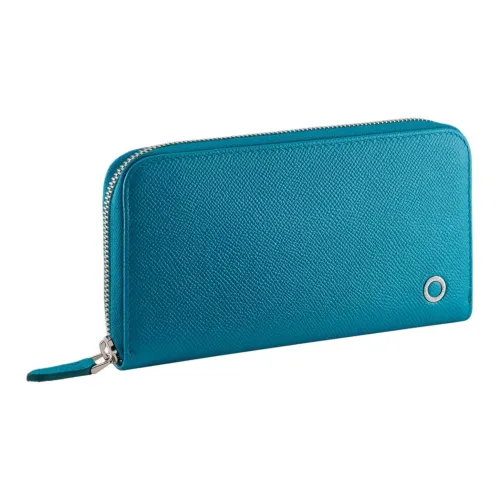 BVLGARI Крупнозернистая текстура Телячья кожа Кошелек Большой Мужской Laguna Синий