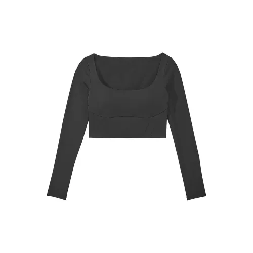 Victoria's Secret ELEVATE Укороченный Long Sleeve CORSET Топ Черный Undershirt Женские Черный