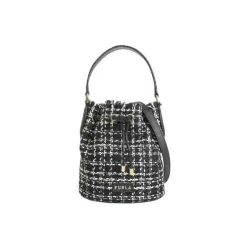 Furla Твидовая сумка-ведро сумка через плечо мини-сумка женская черная