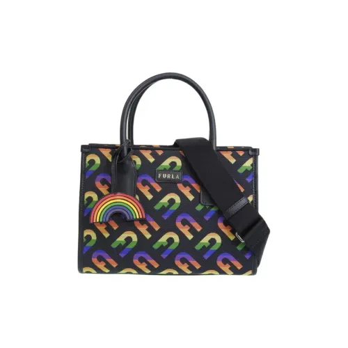 Furla Canvas Bag Tote Bag Shopping Bag Portable Crossbody Bag Shoulder Bag Small Women's Black