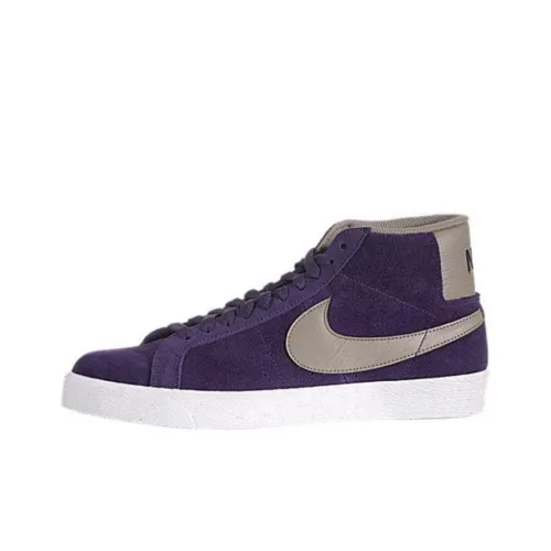 Nike Blazer Slip-resistant Abrasion-resistant High Top Skateboarding Shoes Men's Purple Gray Найк Блэйзер Противоскользящие Устойчивые к истиранию Высокие Кроссовки для скейтбординга Мужские Фиолетовые Серые