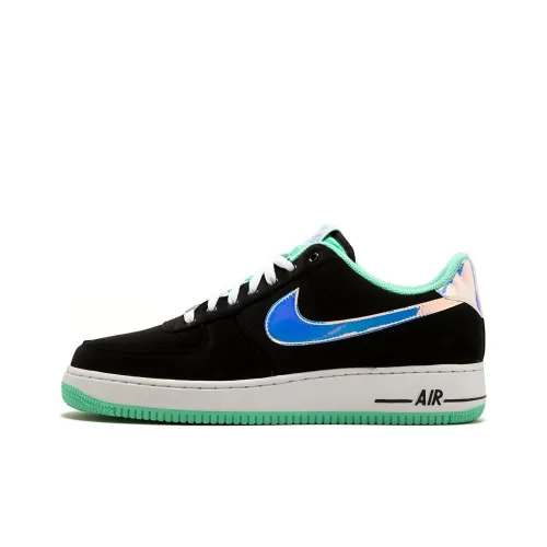 Nike Air Force 1 Черный Зеленый Glo Low Топ Скейтбординг Кроссовки Мужские Черный Синий