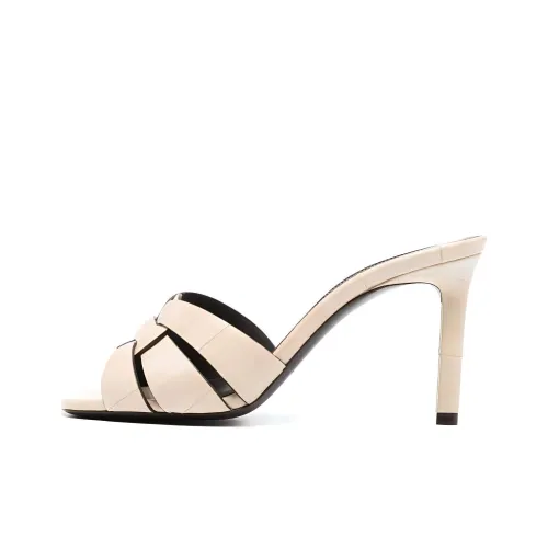 SAINT LAURENT TRIBUTE Слипоны Женские Айвори Белый