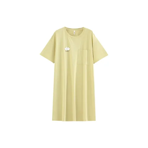 White Ran Ночная сорочка Женская Светло-желтая Зеленая