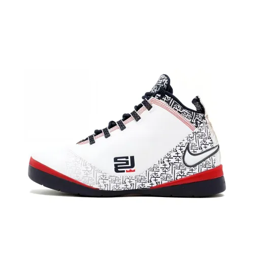 Nike Zoom Soldier 2 Амортизация Slip-resistant Покрытие MID Топ Винтажные баскетбольные кроссовки Мужской Белый