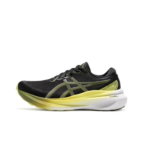 Asics Gel Kayano 30 Амортизация Устойчивость к истиранию Дышащие Низкие Кроссовки для бега Мужские Черный Желтый Белый