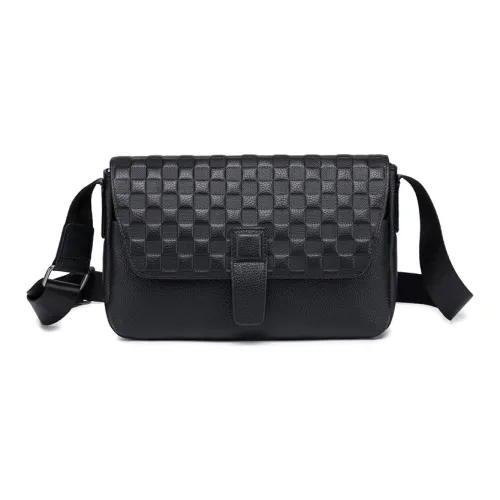 BJIAX Сумка через плечо из коровьей кожи стандартная мужская черная