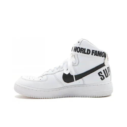 Supreme x Nike Air Force 1 World Famous Белый Нелипкий Легкий Высокий Топ Скейтборд Кроссовки Мужские Белые