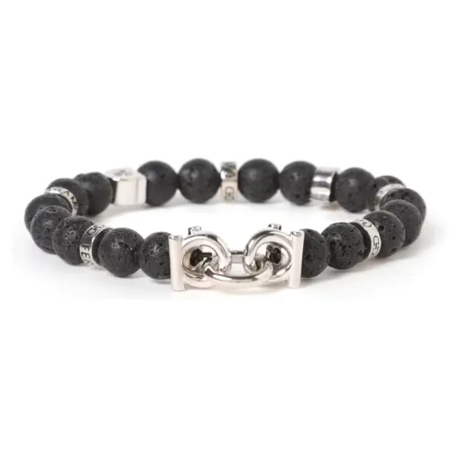 FERRAGAMO Драгоценный камень Brass Bracelets Мужской Черный