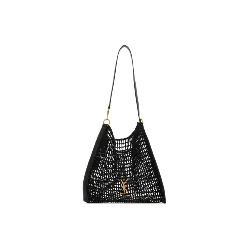 SAINT LAURENT Рафия с кожаными вставками Тоут Сумка Сумка для покупок Сумка Сумка через плечо Женская Черная
