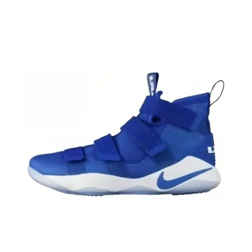 Nike Lebron 11 Soldier TB Амортизация Износостойкий MID Топ Баскетбольные кроссовки Мужской Синий