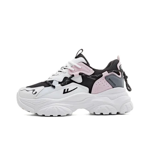 Warrior Износостойкий Легкий And Дышащий Низкий Топ Кроссовки с Толстой Подошвой Женские Белый Черный