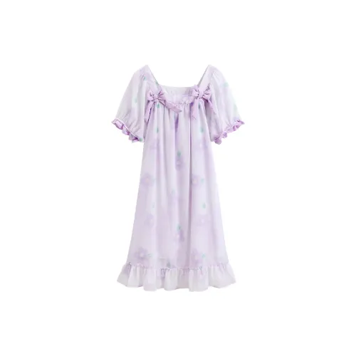 FENTENG Ночная сорочка Женская Романтическая Фиолетовая