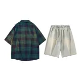 Set (Green Plaid Top + Yellow Mud Pants)  
Комплект (Зеленый Клетчатый Топ + Желтые Грязные Штаны)