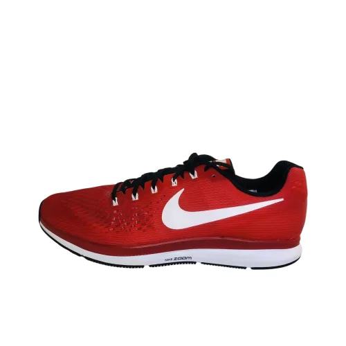 Nike Pegasus 34 Slip-resistant Abrasion-resistant Low Top Беговые кроссовки Мужские Красный Белый