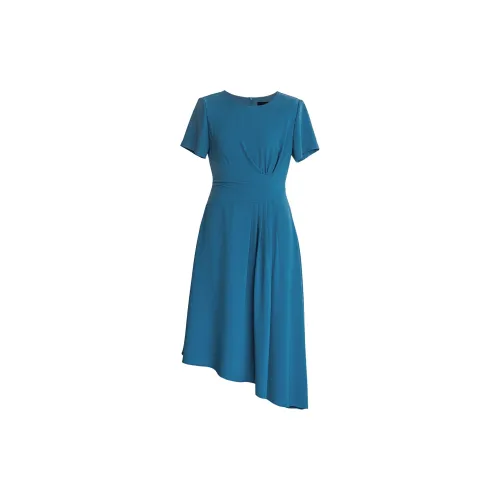 ROEYSHOUSE Короткий рукав Платье Женское Павлин Синий