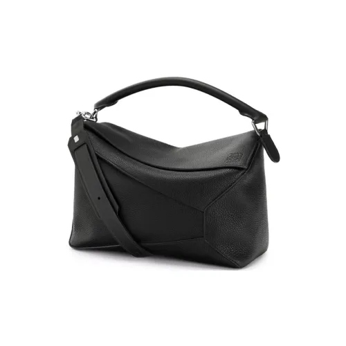 LOEWE Совместное издание Пазл Grained Телячья кожа Сумка через плечо Сумка Большая Унисекс Черная