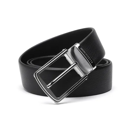 ELLE HOMME Ремень с застежкой натуральная кожа брашированная сталь застежка ремни из коровьей кожи мужской черный ширина 3,7 см