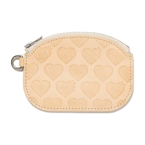 Human Made Коровья кожа с кожаными вставками кошелек для монет унисекс бежевый коричневый черный