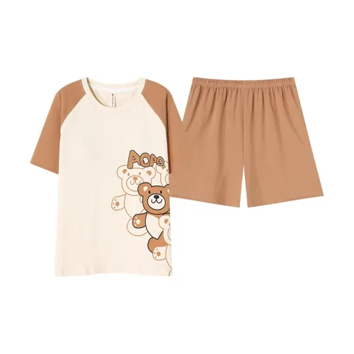 Follow the United States Пижамный комплект Утепленный Женский Светлый кофейный