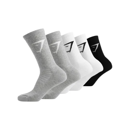 GYMSHARK 5 пар Светло-серый 2+Белый 2+Черный 2 Женские MID Носки до икры