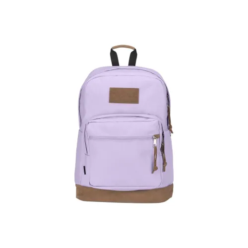 JanSport Suede Leather Backpack Unisex Light Purple