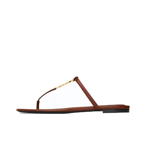 SAINT LAURENT Cassandre Шлепанцы Женские Коричневый