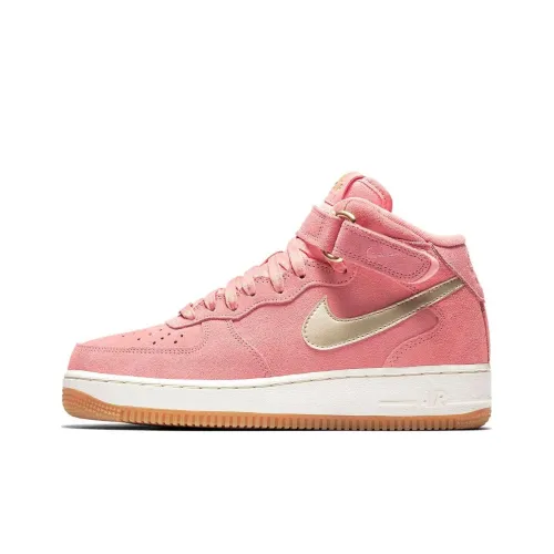 Nike Air Force 1 AF1 Нескользящий Легкий MID Скейтбординг Кроссовки GS Вишневый Цветок Розовый