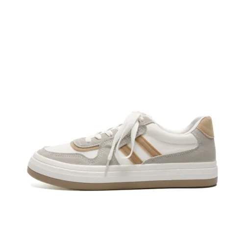 Mengsai Low-Top Canvas Shoes White Khaki Men's