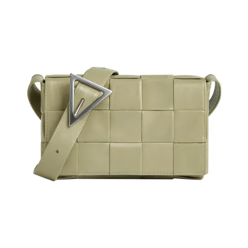 Bottega Veneta Cassette Корова Кожа Плечевая Сумка Маленькая Мужская CAVE Каменно-Зеленый
