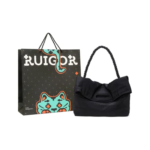 RUIGOR Ткань Тоут Сумка Сумка для покупок Сумка через плечо Большая унисекс Черная