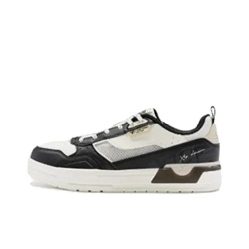 XTEP Fission Покрытие Slip-Resistant Abrasion-Resistant Дышащий Низкий Топ Скейтборд Кроссовки Женские Черный Белый