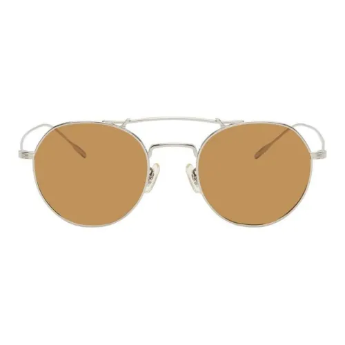 Oliver Peoples Титан Авиатор Солнцезащитные очки Женские Серебряные