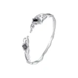 Чёрный ромб серебряный браслет