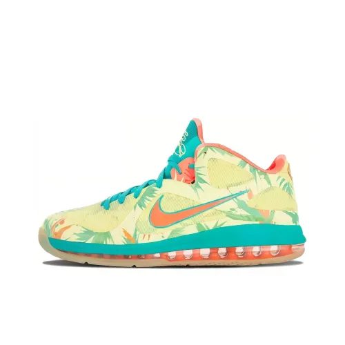 Nike Lebron 9 Slip-resistant Abrasion-resistant MID Баскетбольные кроссовки Мужские Желтый Зеленый