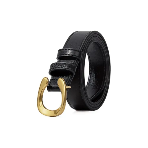 TUCANO Корейский стиль Винтажный стиль Плавная застежка Ремни из спилочной коровьей кожи Женские Черный Белый Карамель 2,4CM