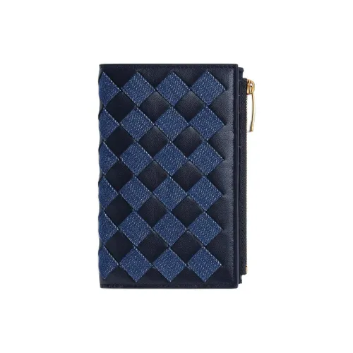 Bottega Veneta Телячья кожа с деним кошелек среднего размера женский Abyss и Индиго