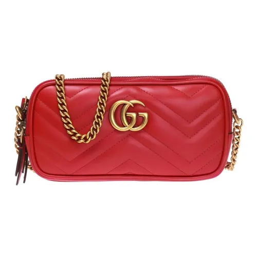 GUCCI GG Marmont Стеганый кожа через плечо мини сумка женская красная
