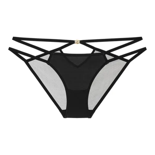 Victoria's Secret Тонкая Полоса Крест Ажурный Черный Трусы Женские 1 Пачка Черный