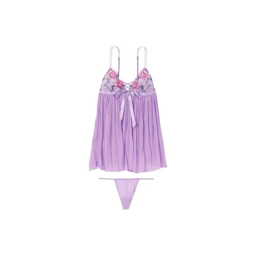 Victoria's Secret Жаккард Suspender Обхват талии Нижнее белье Фиолетовый Комплект пижам Женские Фиолетовый