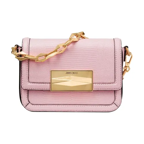 Jimmy Choo Ромб С принтом Кожа Сумка через плечо Женская Розовая